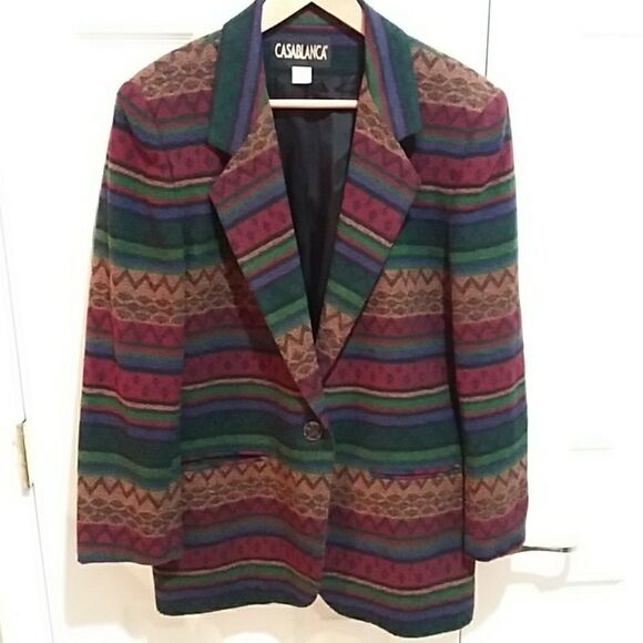 Casablanca Vintage Aztec Patterned Blazer Sz 10 - Picture 1 of 4